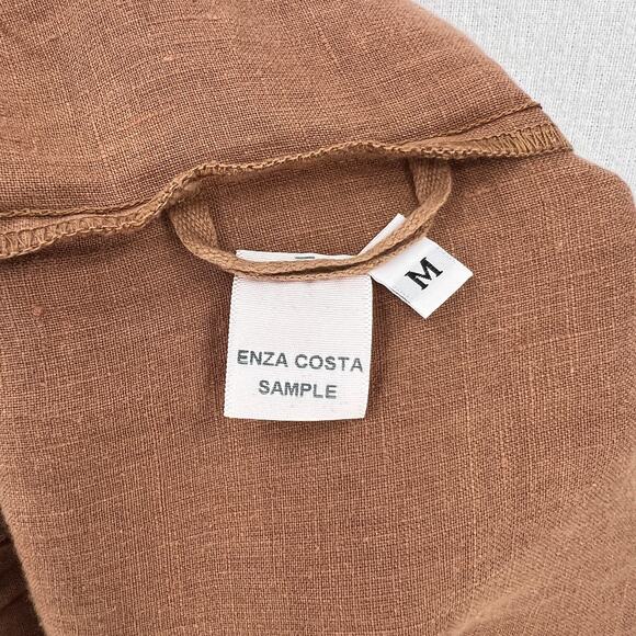 ENZA COSTA French Linen Drawcord Droprise Pants Womens Medium Brown Drop Crotch - Picture 10 of 16